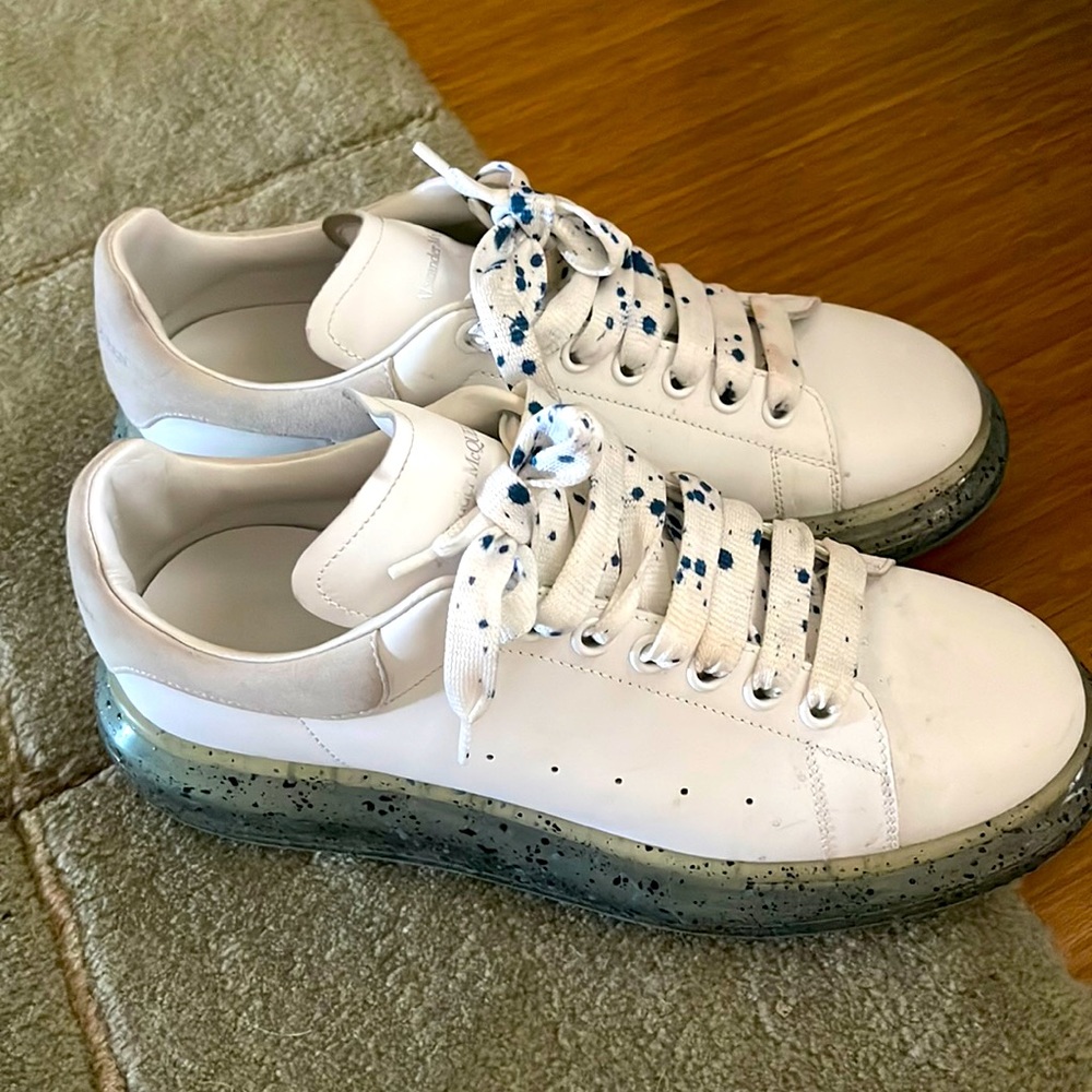 White Alexander McQueen sneakers. Worn once… great condition